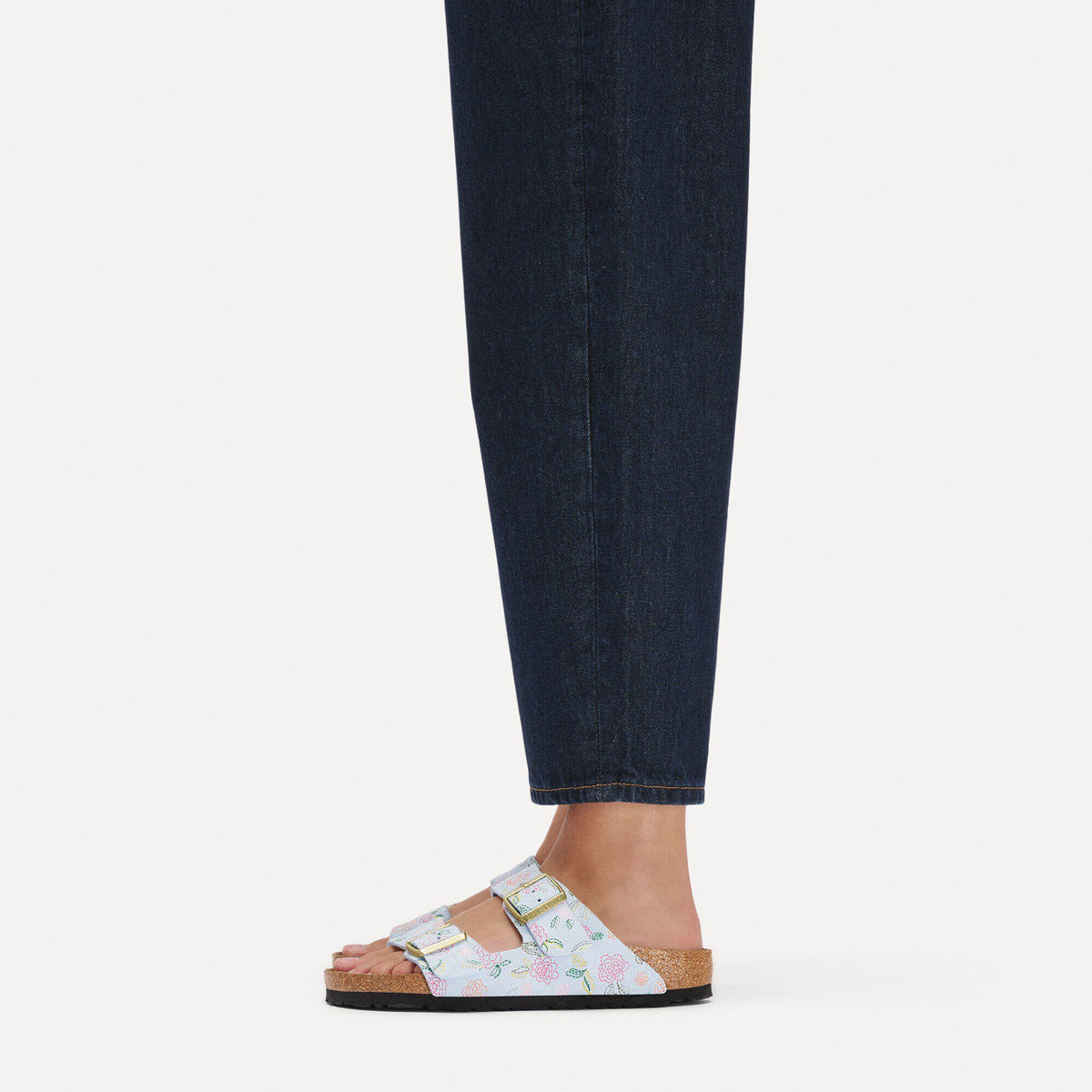 Arizona Suede Leather in Color Baby Blue Flower Print | Birkenstock