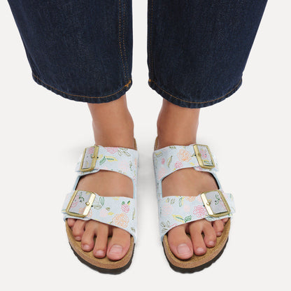 Arizona Suede Leather in Color Baby Blue Flower Print | Birkenstock
