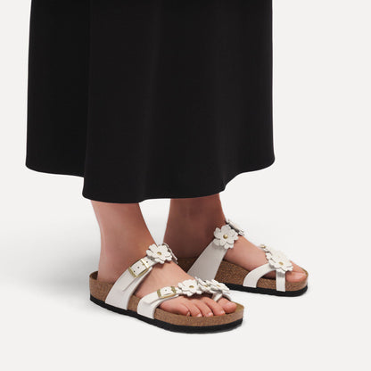 Mayari Flowers Leather in Color White | Birkenstock