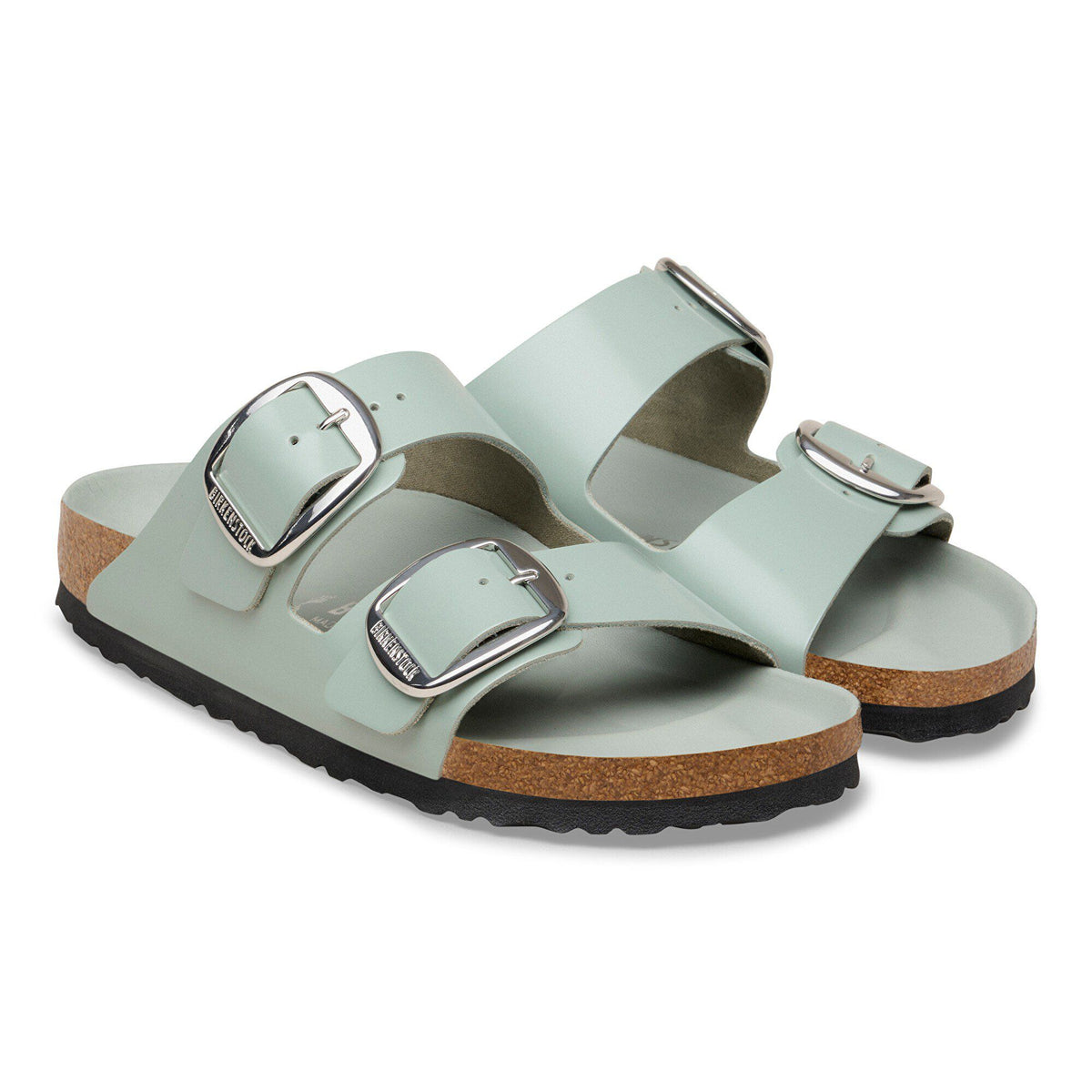 Arizona Big Buckle Natural Leather Patent in Color High-Shine Pure Sage | Birkenstock