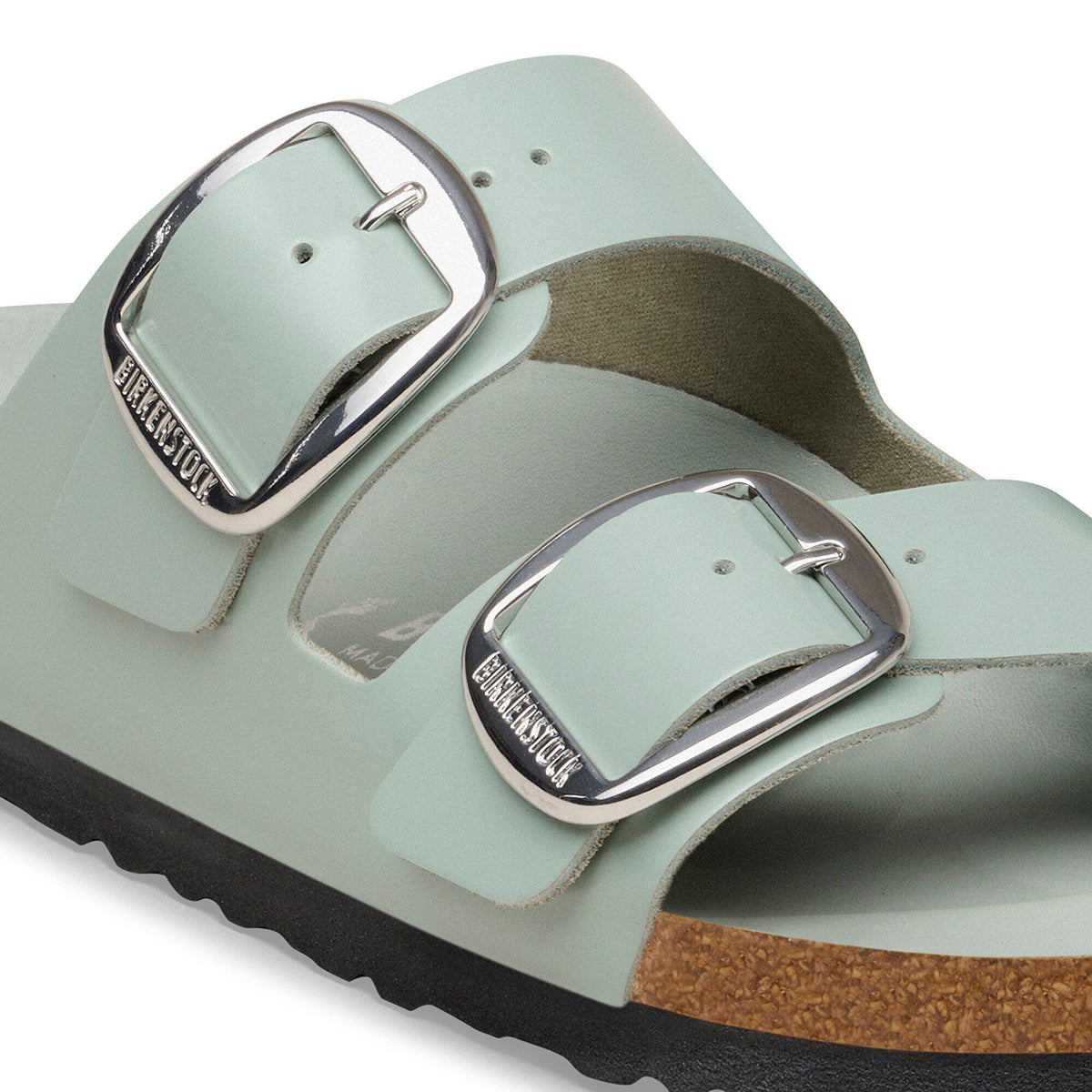 Arizona Big Buckle Natural Leather Patent in Color High-Shine Pure Sage | Birkenstock