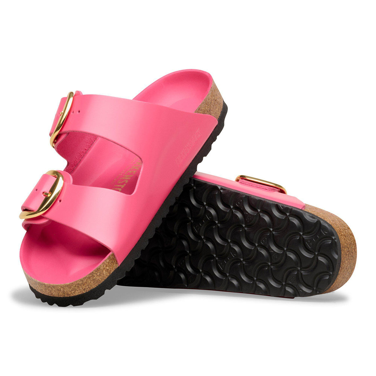 Arizona Big Buckle Natural Leather Patent in Color High-Shine Fuchsia Tulip | Birkenstock