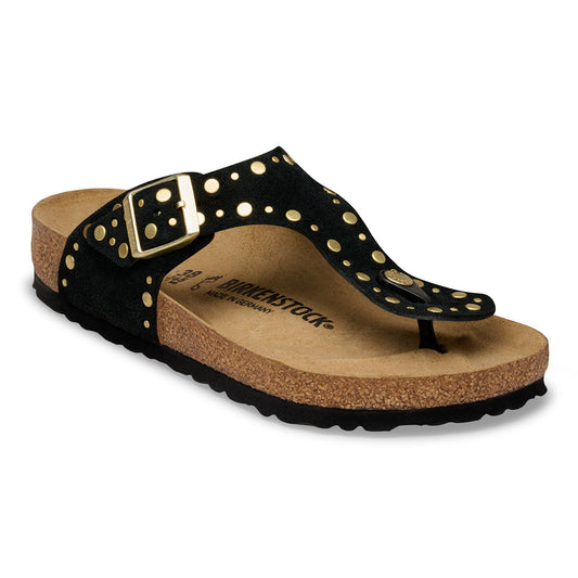 Gizeh Rivets Suede Leather in Color Black | Birkenstock