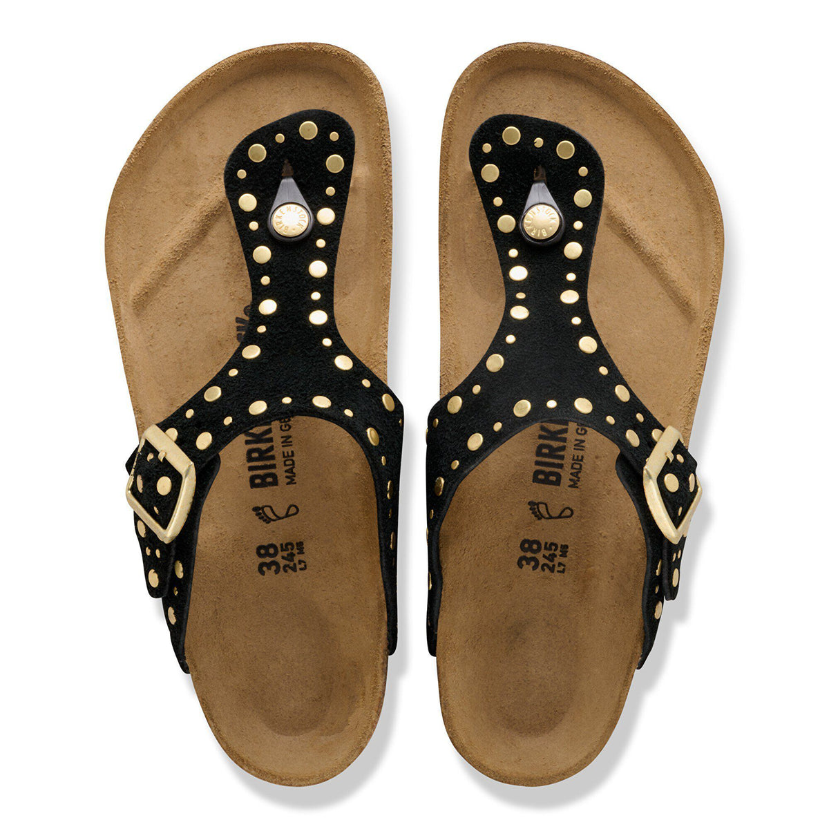Gizeh Rivets Suede Leather in Color Black | Birkenstock