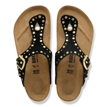 Gizeh Rivets Suede Leather in Color Black | Birkenstock
