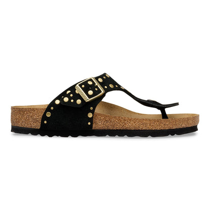 Gizeh Rivets Suede Leather in Color Black | Birkenstock