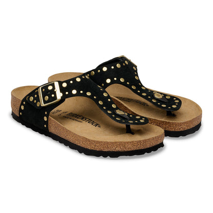 Gizeh Rivets Suede Leather in Color Black | Birkenstock