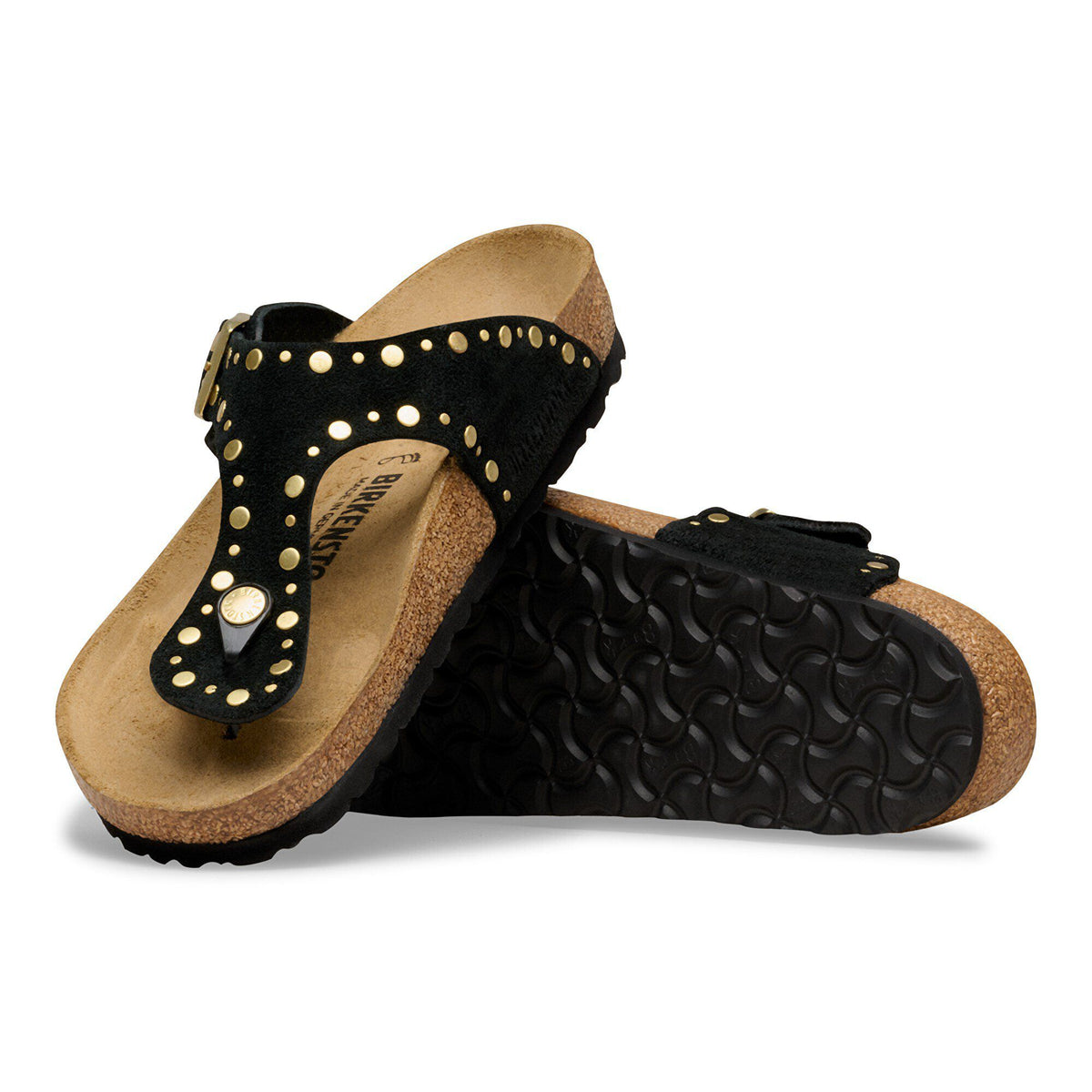 Gizeh Rivets Suede Leather in Color Black | Birkenstock