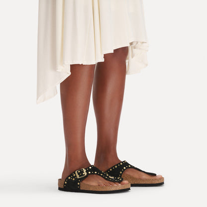 Gizeh Rivets Suede Leather in Color Black | Birkenstock