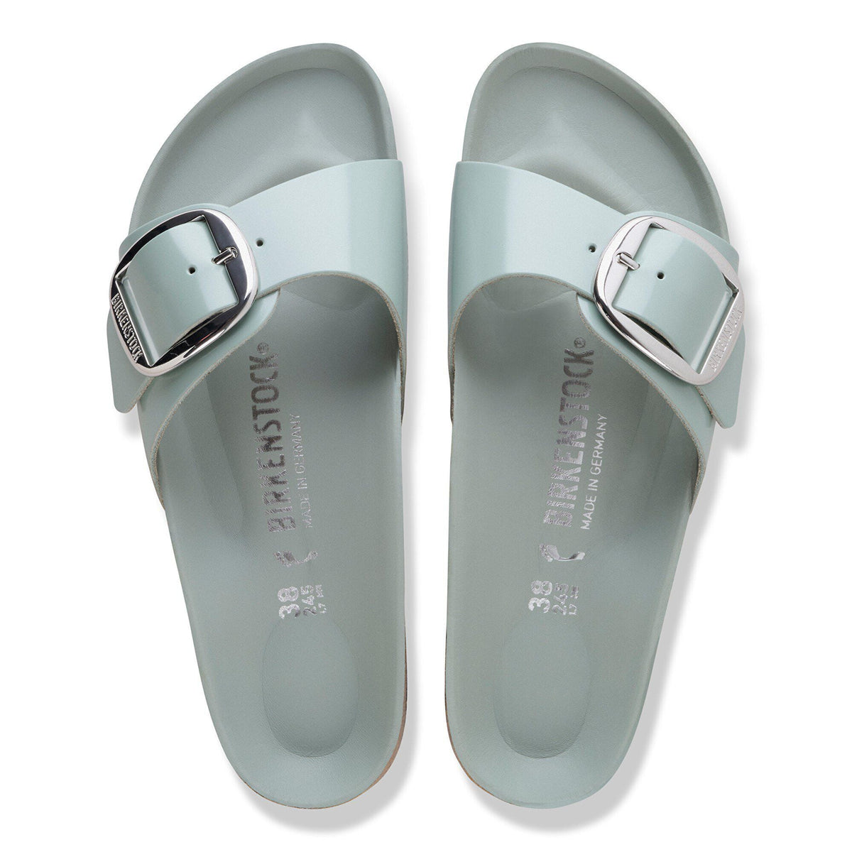 Madrid Big Buckle Natural Leather Patent in Color High-Shine Pure Sage | Birkenstock