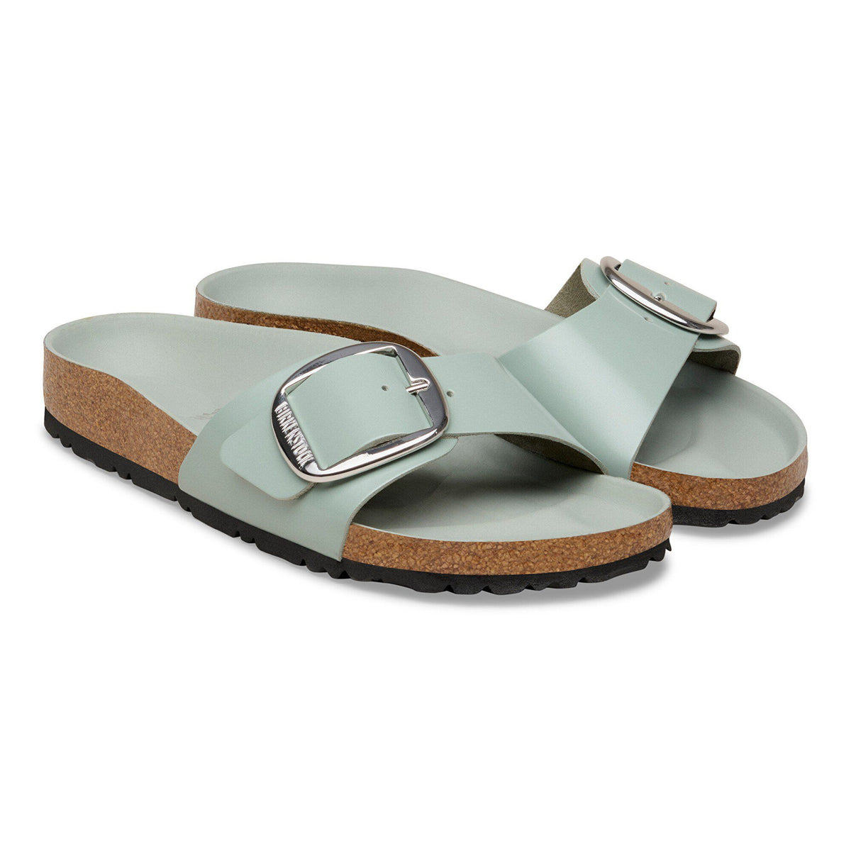 Madrid Big Buckle Natural Leather Patent in Color High-Shine Pure Sage | Birkenstock