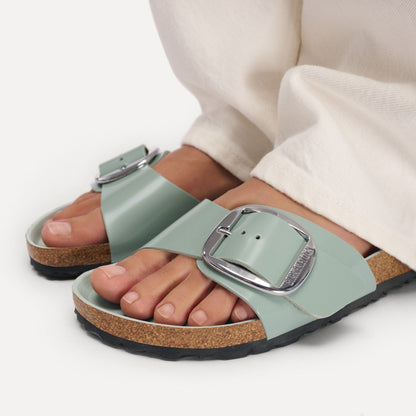 Madrid Big Buckle Natural Leather Patent in Color High-Shine Pure Sage | Birkenstock
