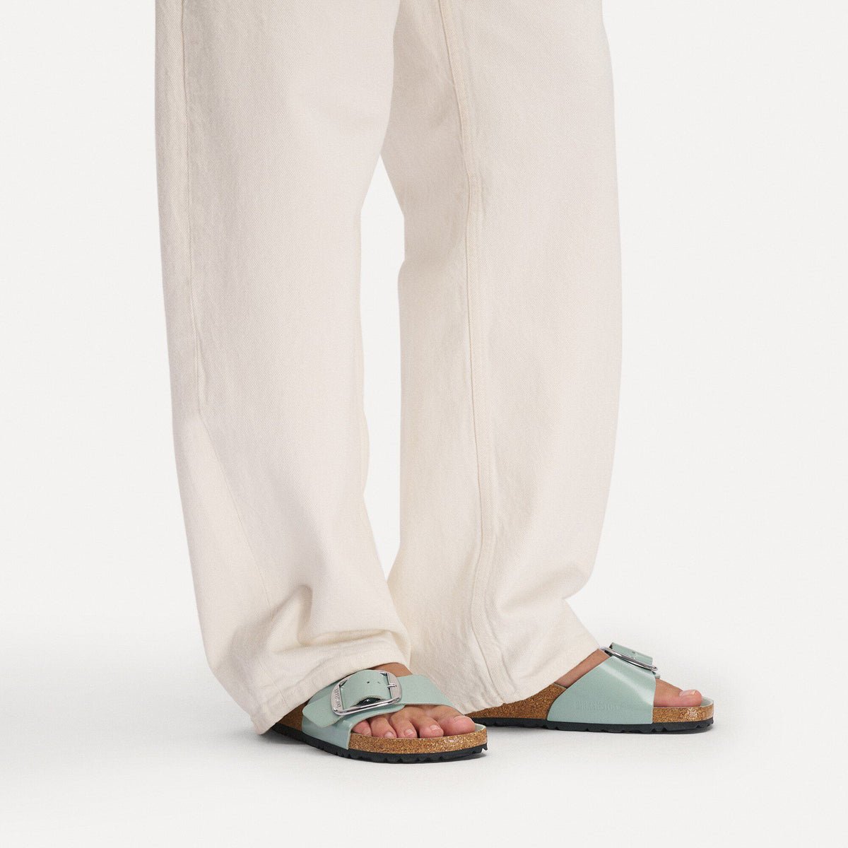 Madrid Big Buckle Natural Leather Patent in Color High-Shine Pure Sage | Birkenstock