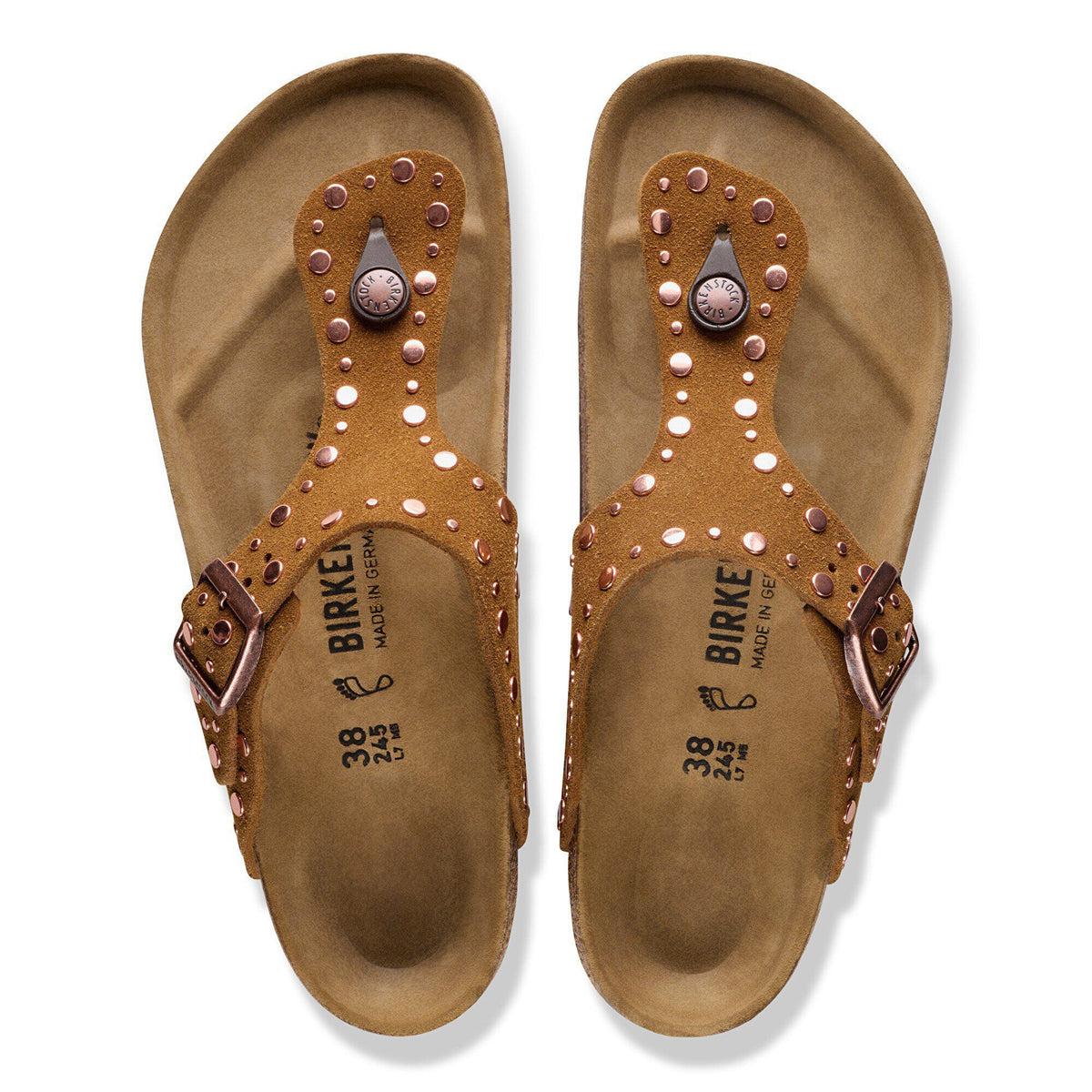 Gizeh Rivets Suede Leather in Color Mink | Birkenstock