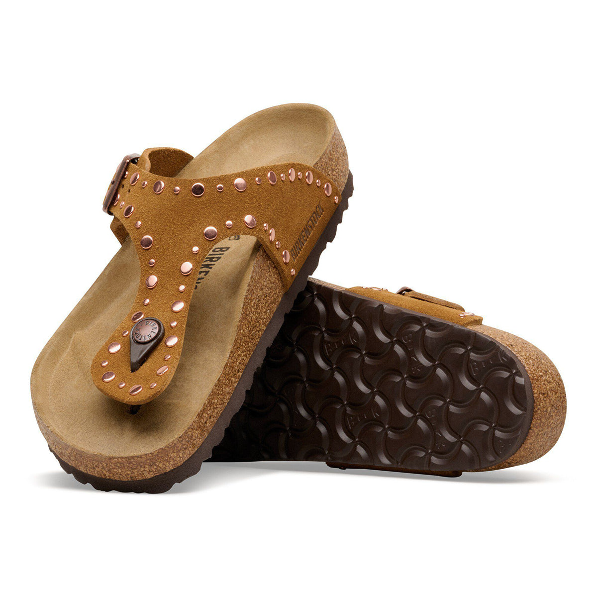 Gizeh Rivets Suede Leather in Color Mink | Birkenstock