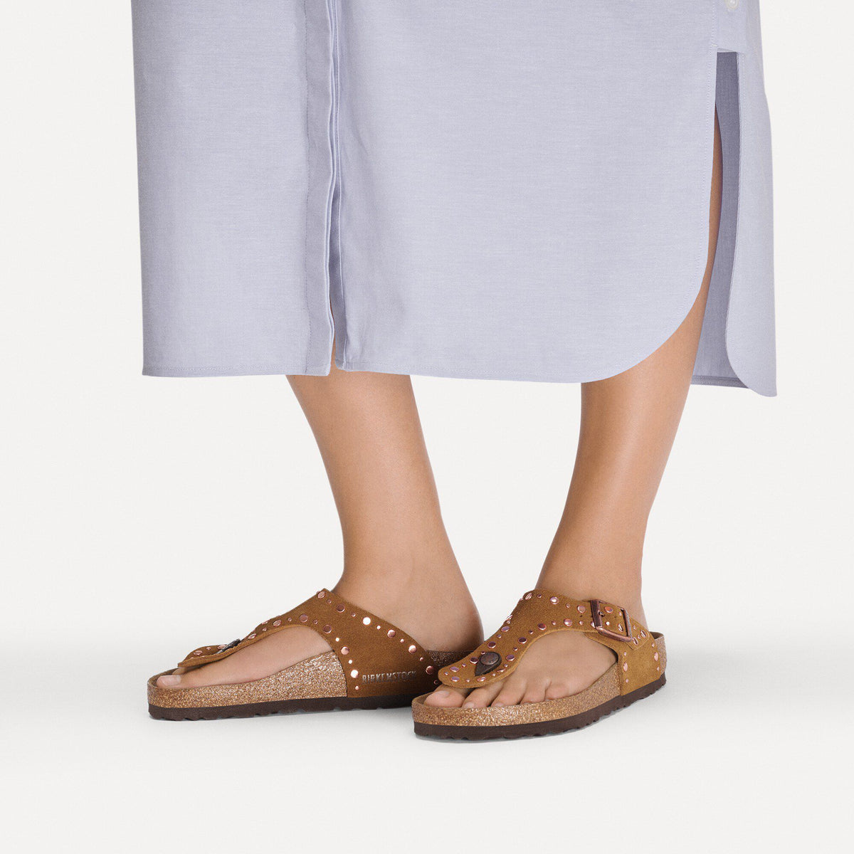 Gizeh Rivets Suede Leather in Color Mink | Birkenstock