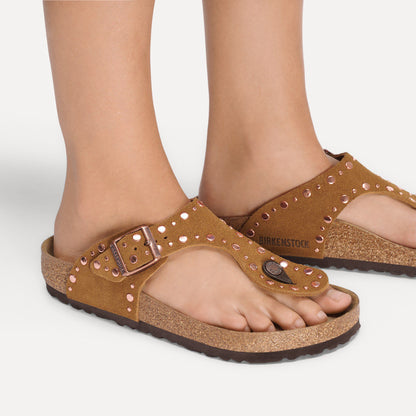 Gizeh Rivets Suede Leather in Color Mink | Birkenstock