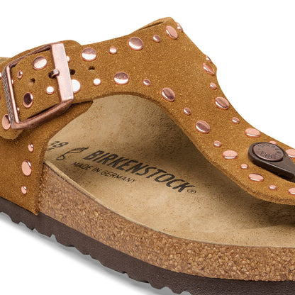 Gizeh Rivets Suede Leather in Color Mink | Birkenstock