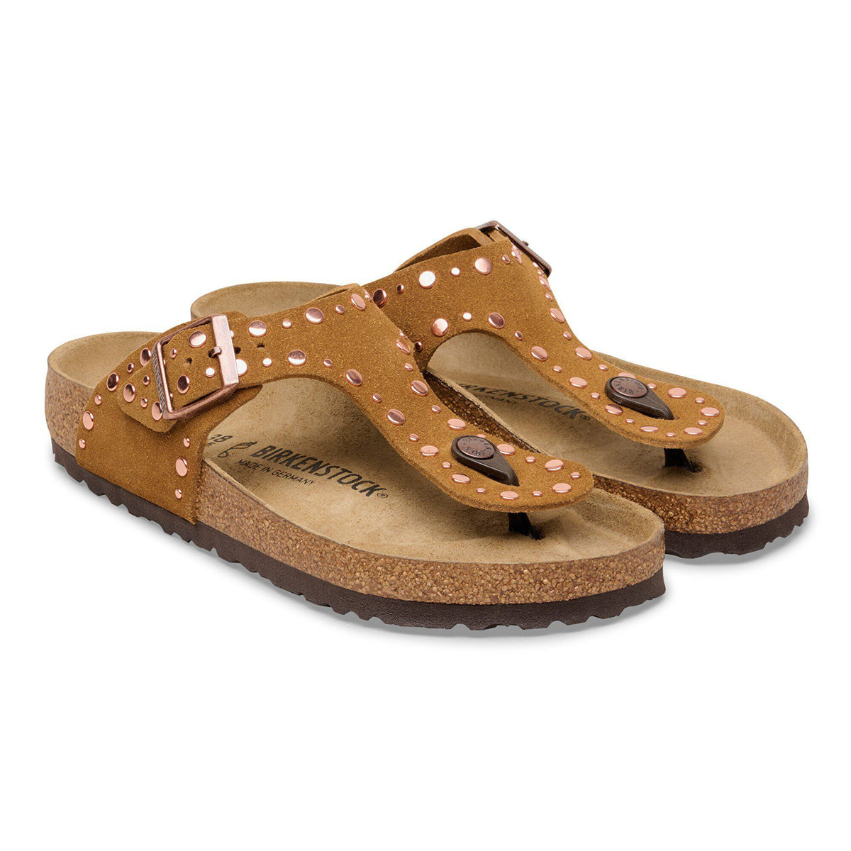 Gizeh Rivets Suede Leather in Color Mink | Birkenstock