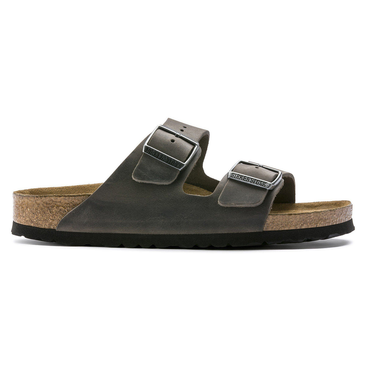 Arizona Soft Footbed Oiled Leather in Color Iron | Birkenstock
