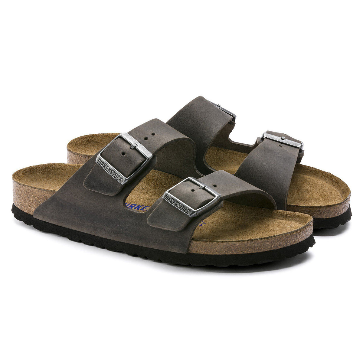 Arizona Soft Footbed Oiled Leather in Color Iron | Birkenstock