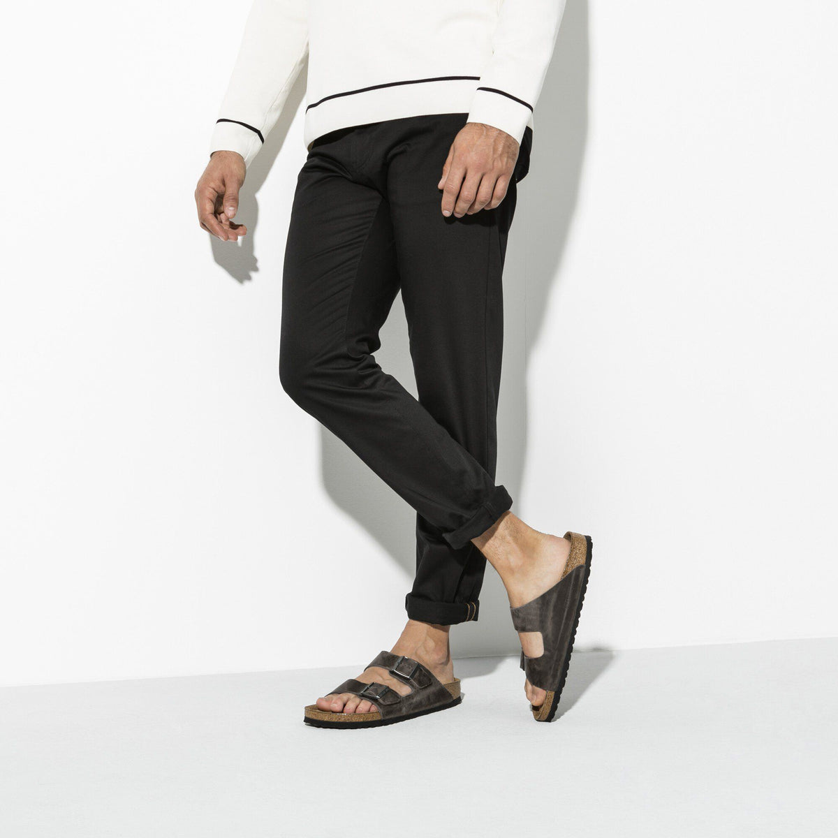 Arizona Soft Footbed Oiled Leather in Color Iron | Birkenstock