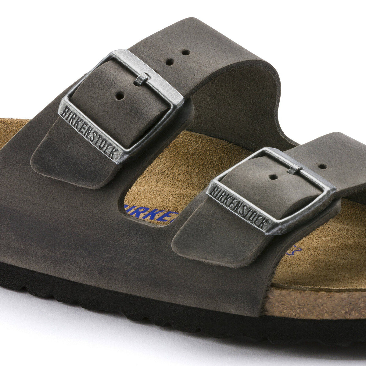 Arizona Soft Footbed Oiled Leather in Color Iron | Birkenstock