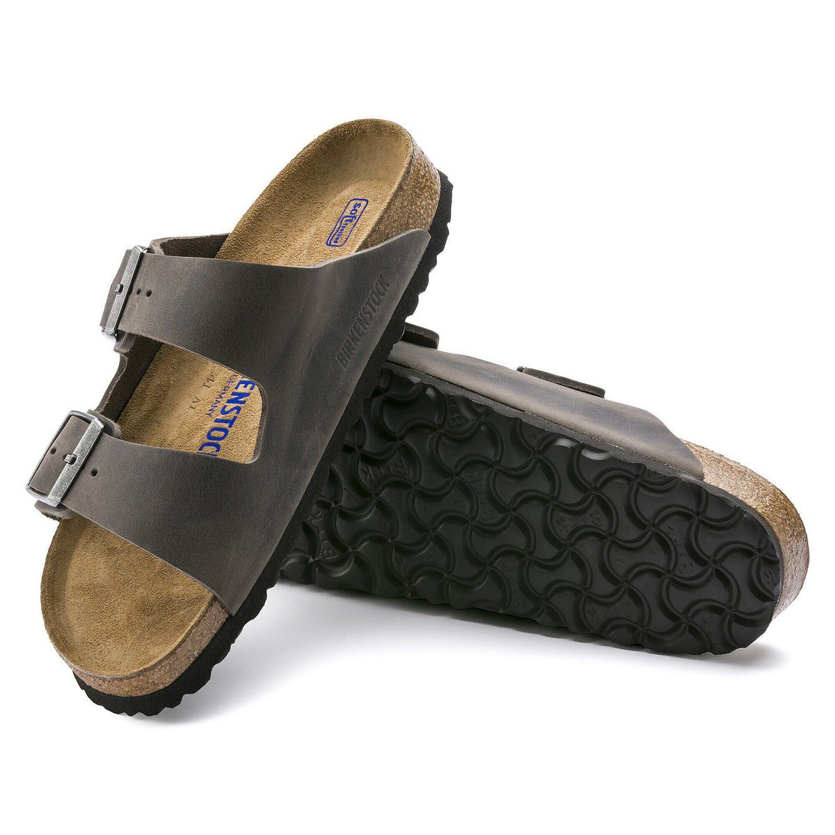 Arizona Soft Footbed Oiled Leather in Color Iron | Birkenstock