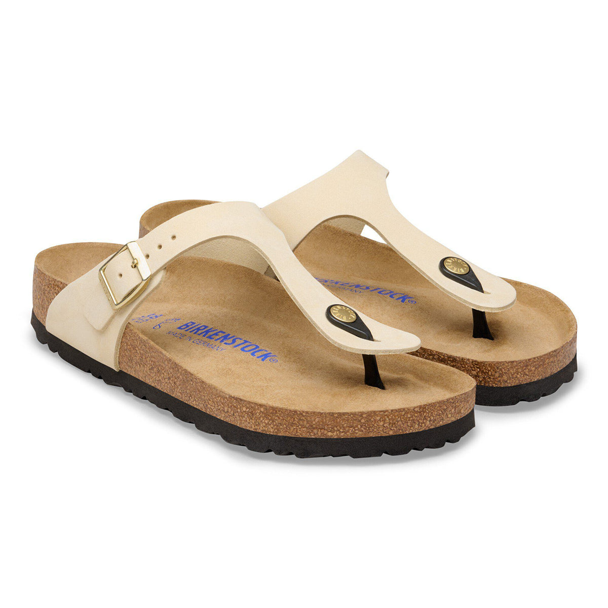 Gizeh Soft Footbed Nubuck Leather in Color Ecru | Birkenstock
