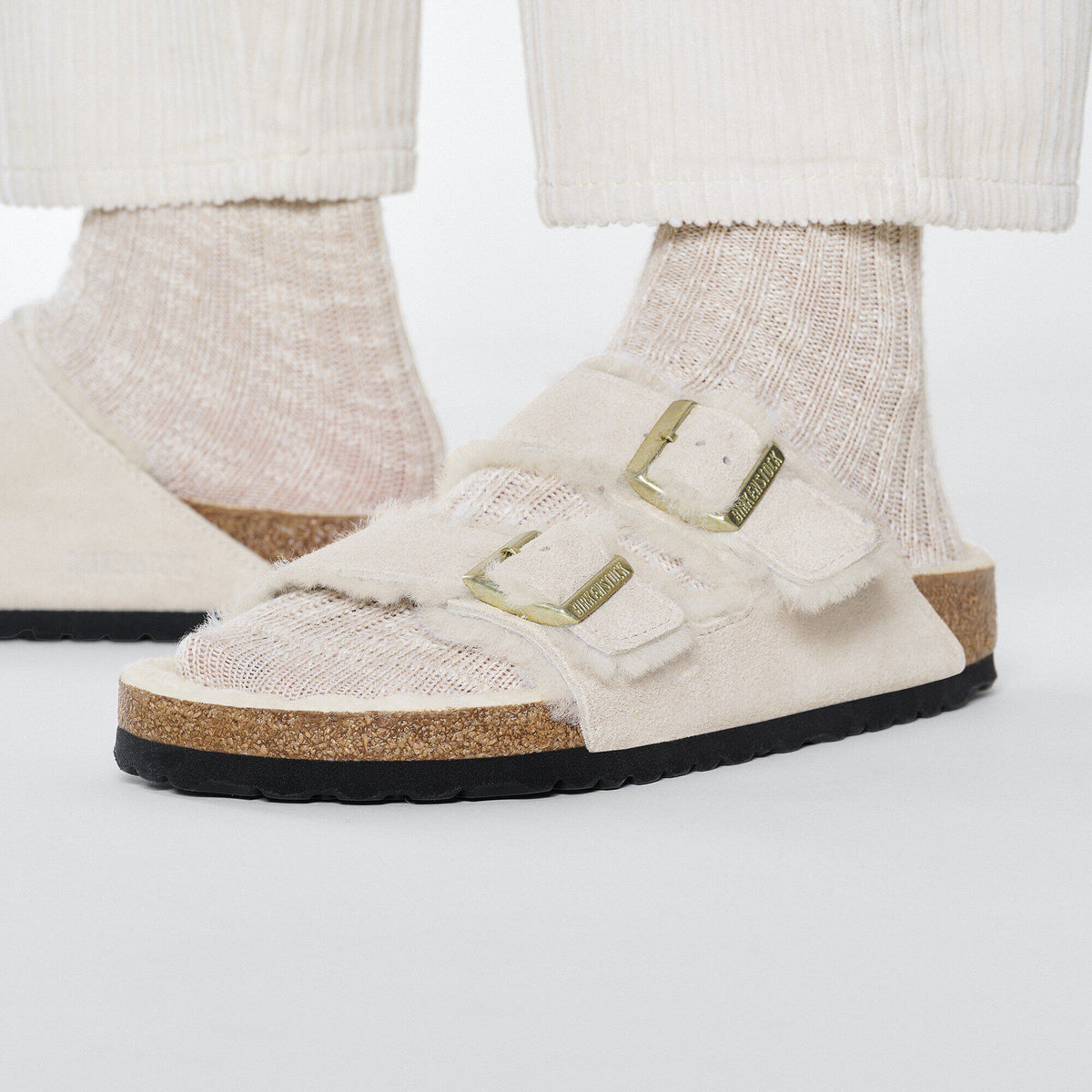 Arizona Shearling Suede Leather in Color Antique White | Birkenstock