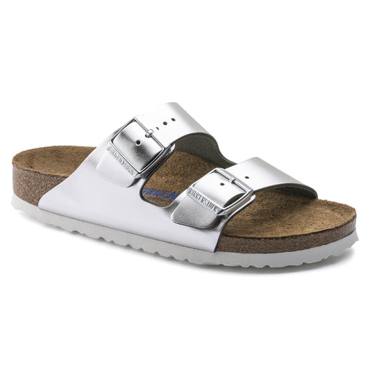 Arizona Soft Footbed Leather in Color Metallic Silver | Birkenstock