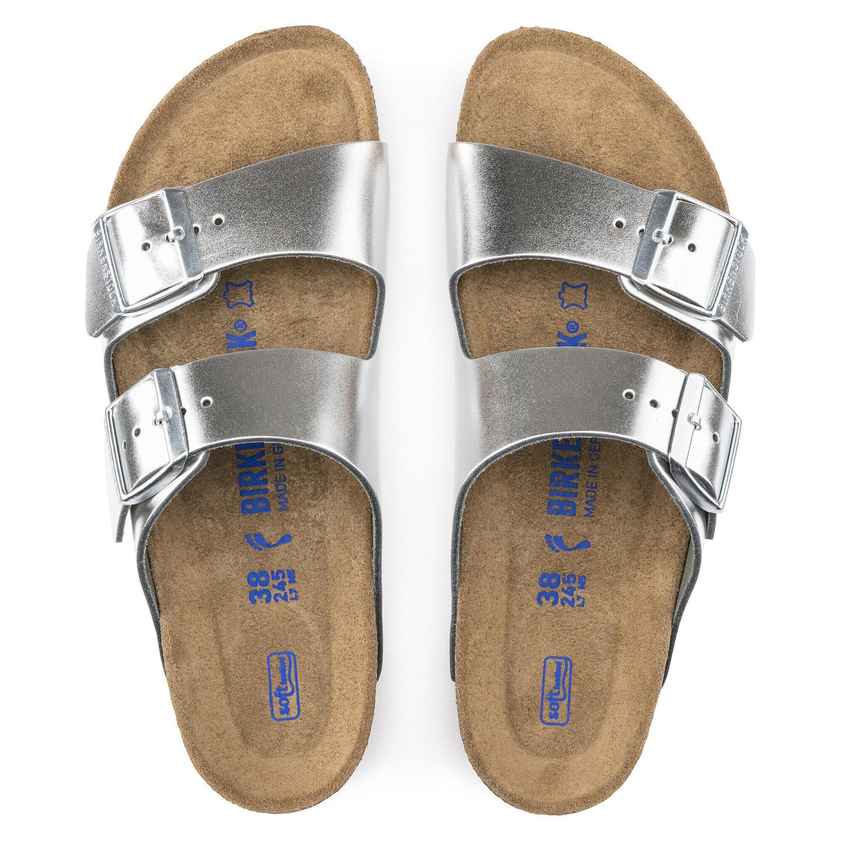 Arizona Soft Footbed Leather in Color Metallic Silver | Birkenstock