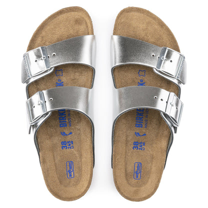 Arizona Soft Footbed Leather in Color Metallic Silver | Birkenstock