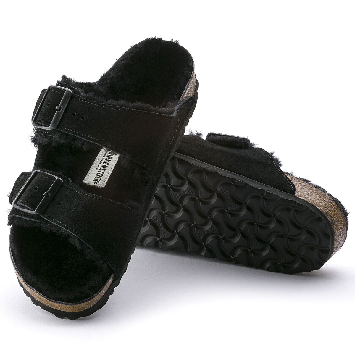 Arizona Shearling Suede Leather in Color Black | Birkenstock