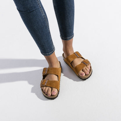 Arizona Soft Footbed Suede Leather in Color Mink | Birkenstock
