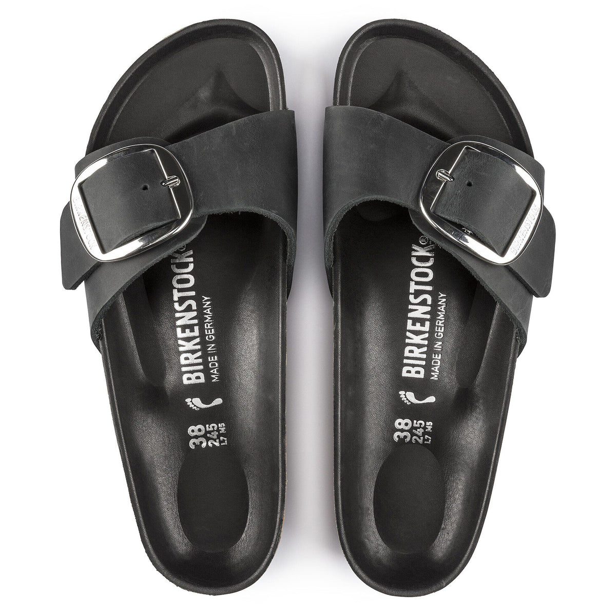 Madrid Big Buckle Oiled Leather in Color Black | Birkenstock