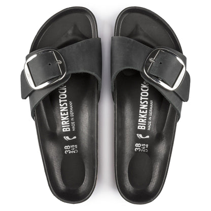 Madrid Big Buckle Oiled Leather in Color Black | Birkenstock