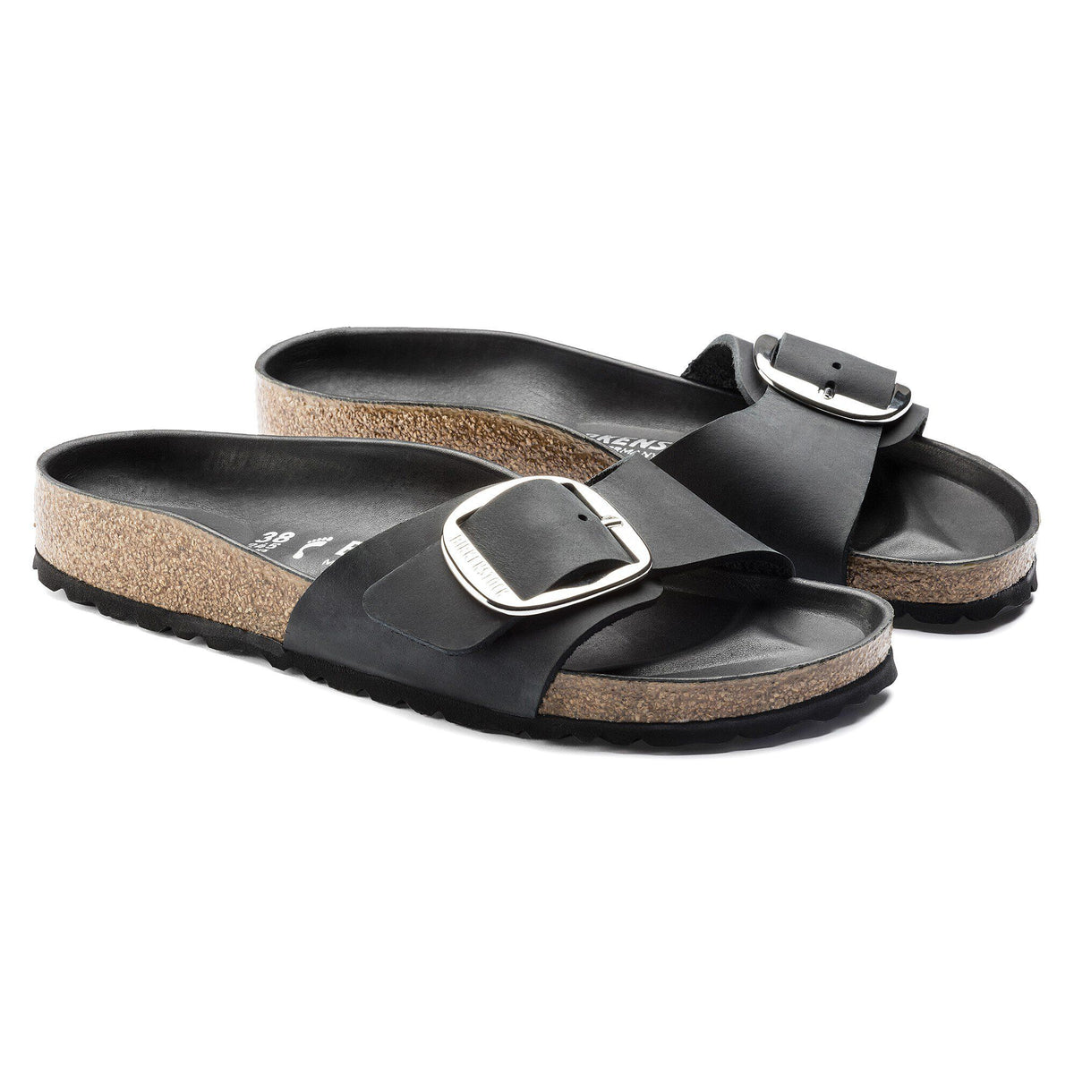 Madrid Big Buckle Oiled Leather in Color Black | Birkenstock