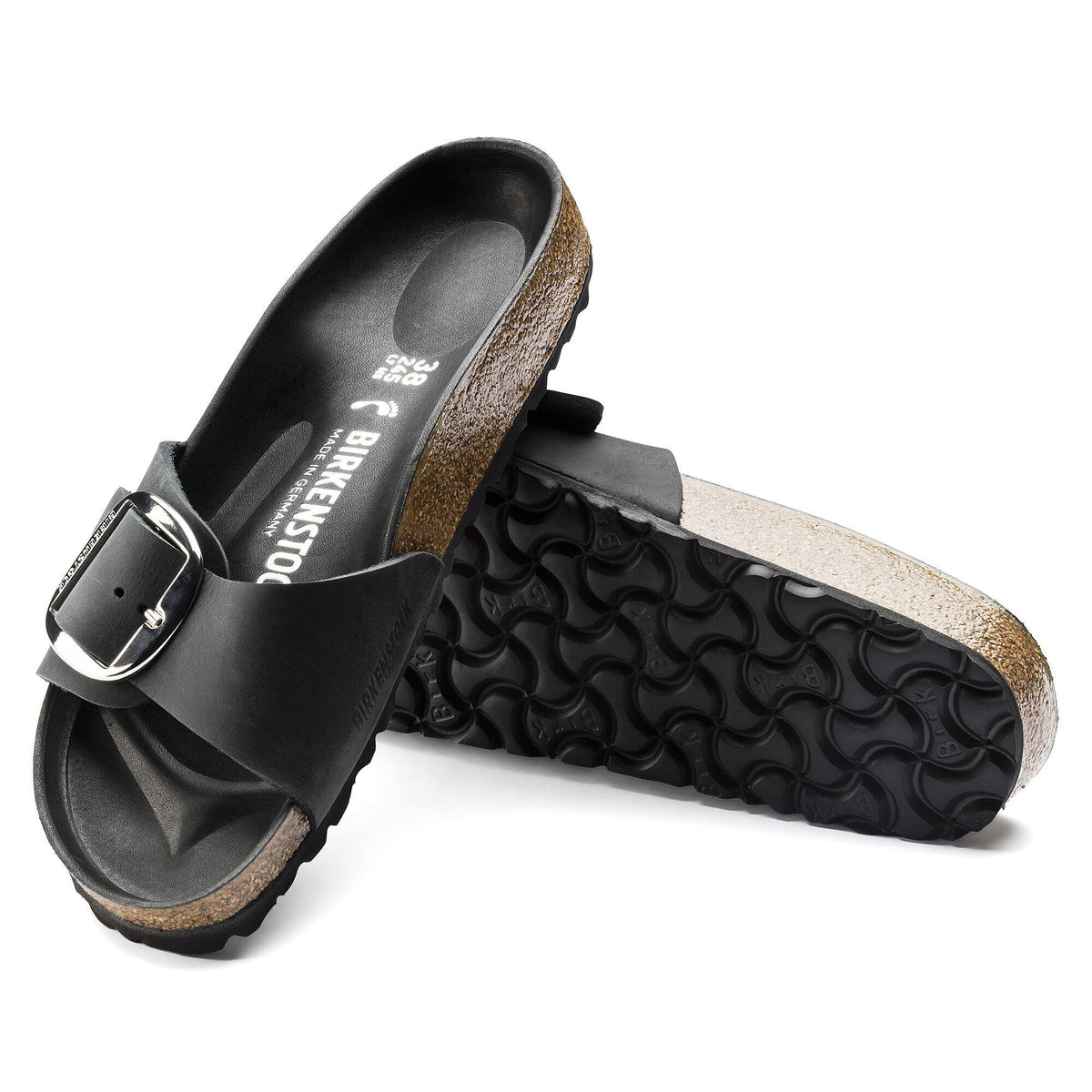 Madrid Big Buckle Oiled Leather in Color Black | Birkenstock
