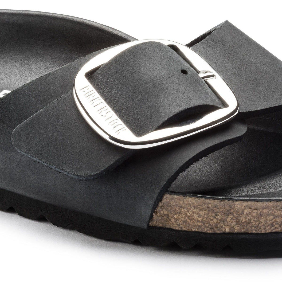 Madrid Big Buckle Oiled Leather in Color Black | Birkenstock