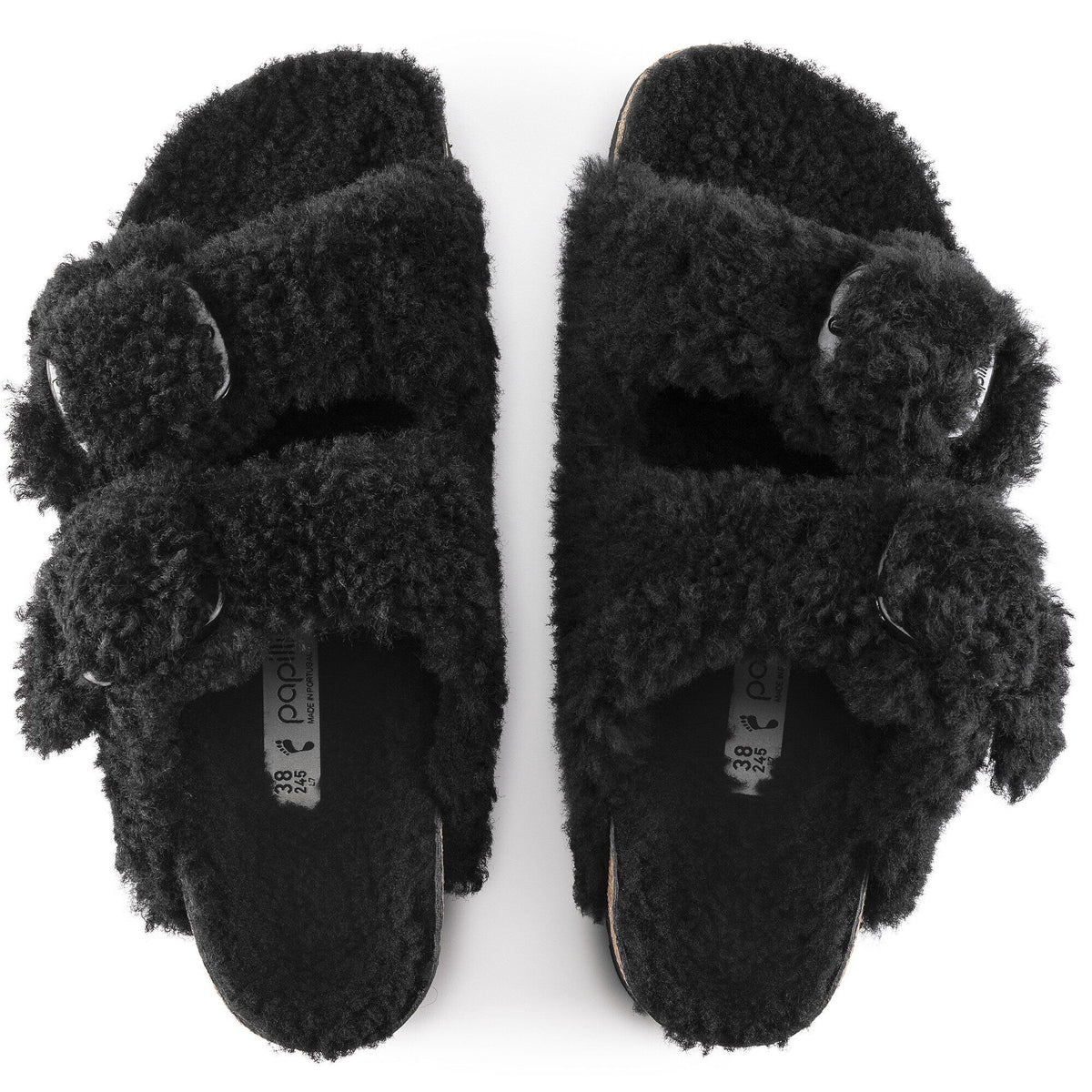 Arizona Big Buckle Shearling Shearling in Color Teddy Black | Birkenstock