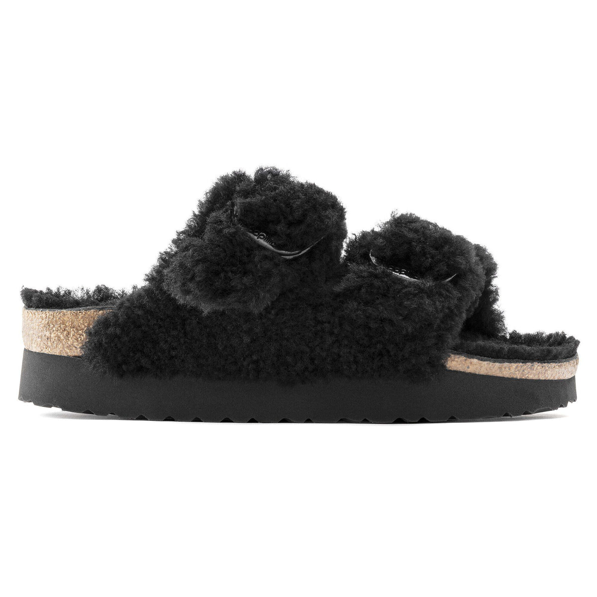 Arizona Big Buckle Shearling Shearling in Color Teddy Black | Birkenstock