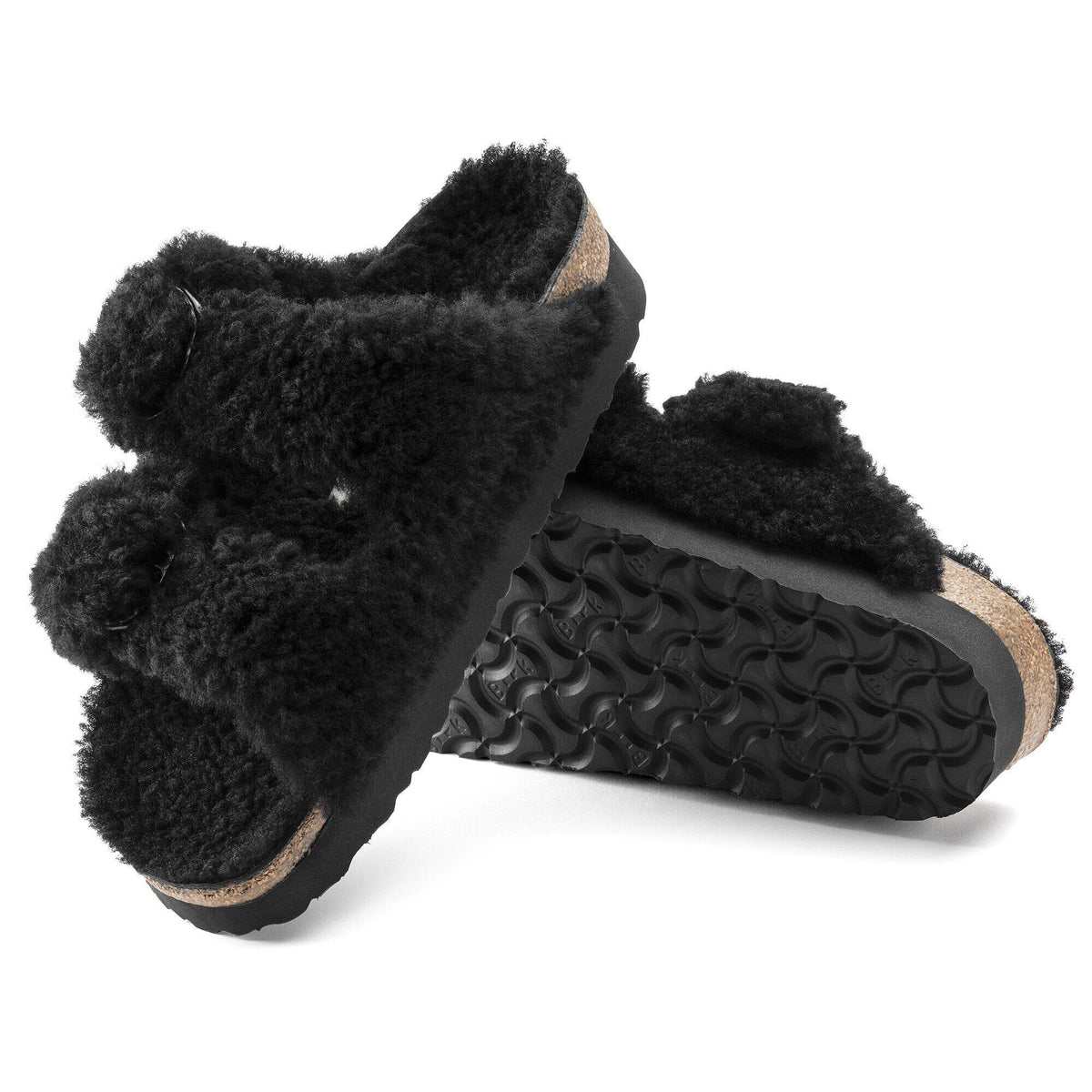 Arizona Big Buckle Shearling Shearling in Color Teddy Black | Birkenstock