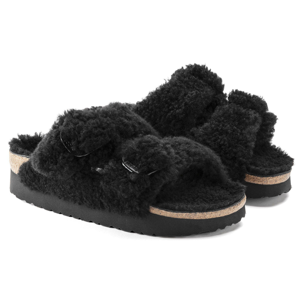 Arizona Big Buckle Shearling Shearling in Color Teddy Black | Birkenstock