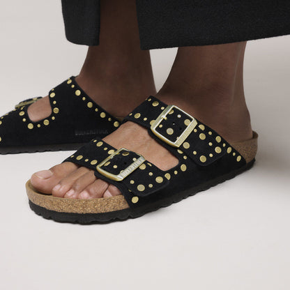 Arizona Rivets Suede Leather in Color Black | Birkenstock