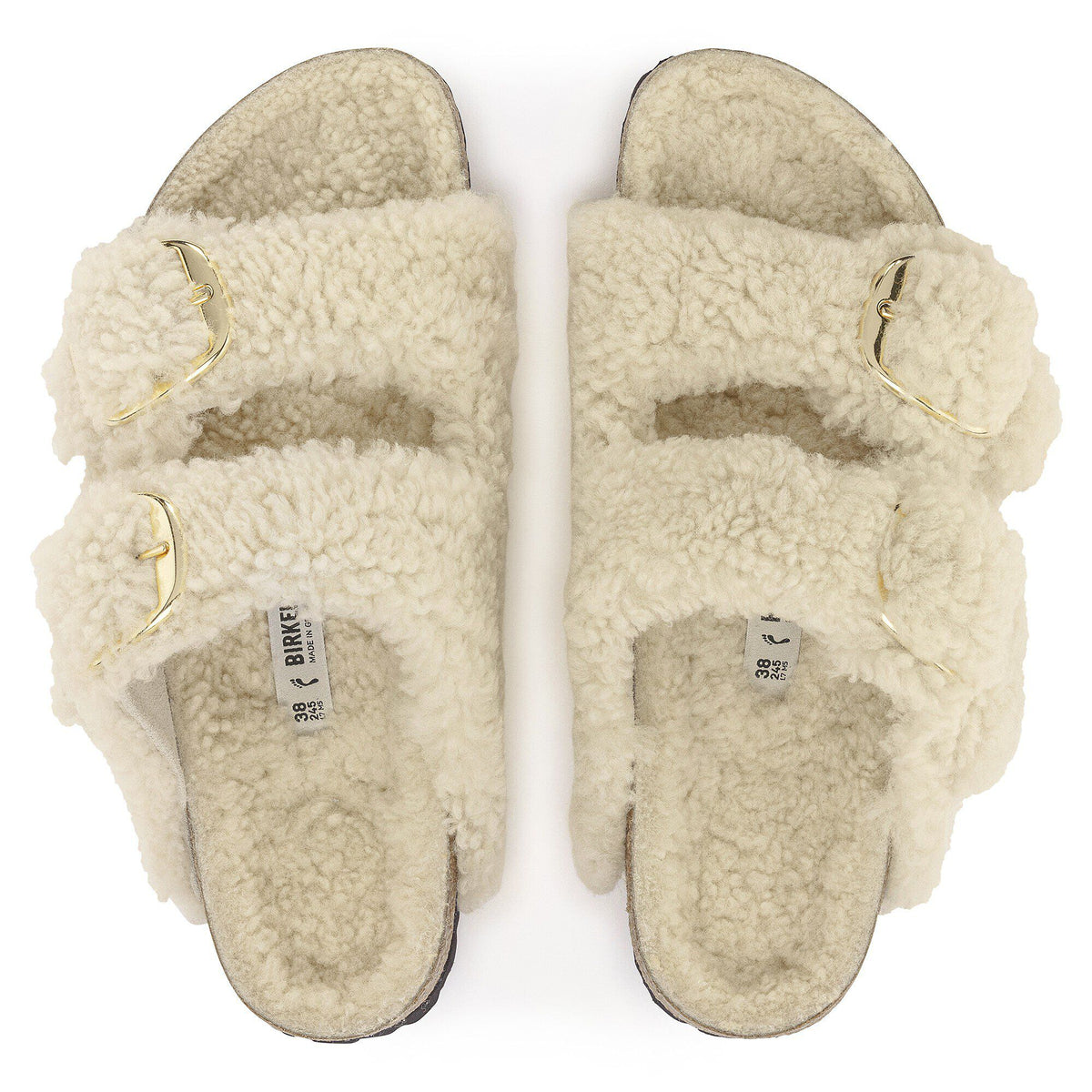 Arizona Big Buckle Shearling in Color Teddy Eggshell | Birkenstock