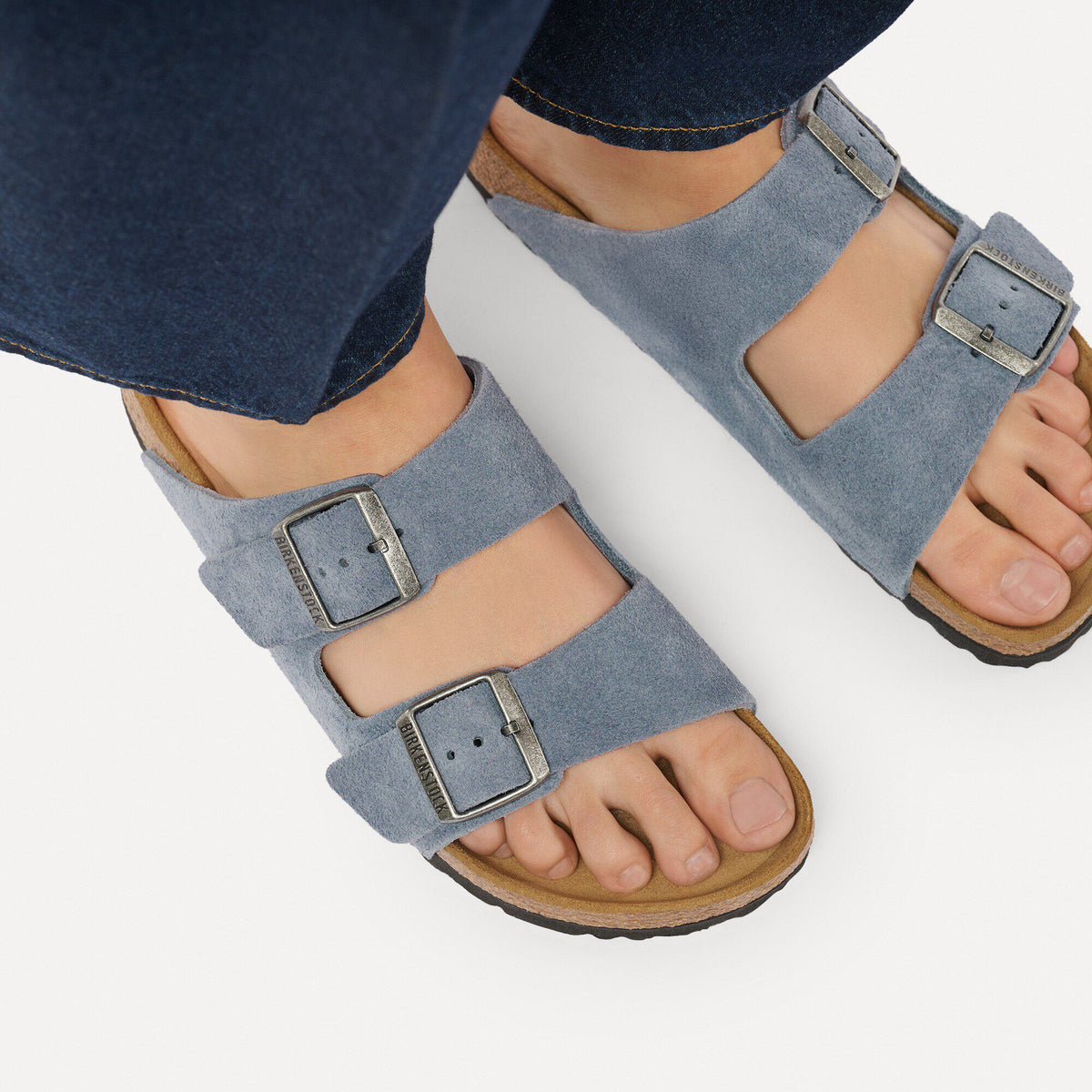 Arizona Suede Leather in Color Stone Blue | Birkenstock