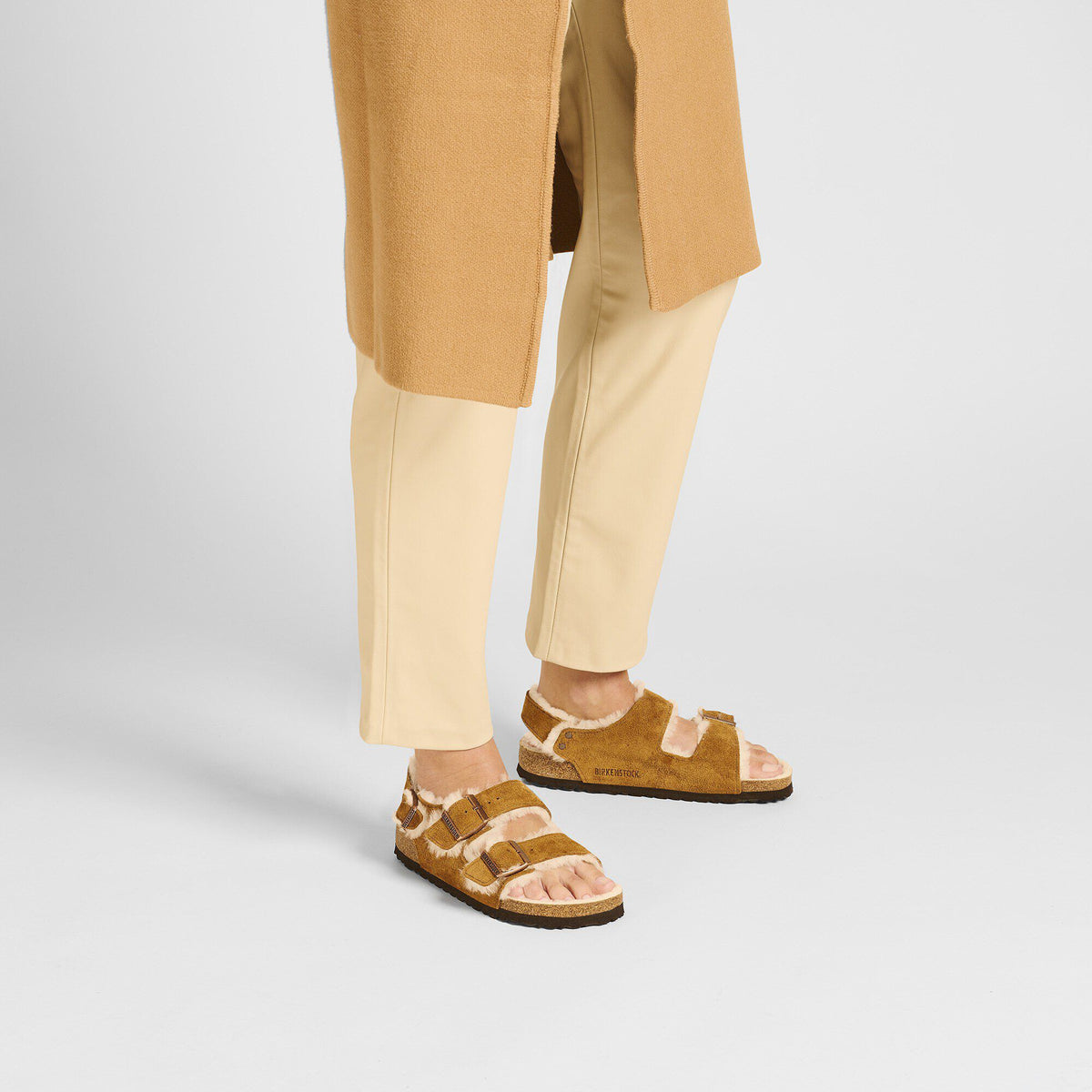 Milano Suede Shearling Suede Leather-Shearling in Color Mink | Birkenstock