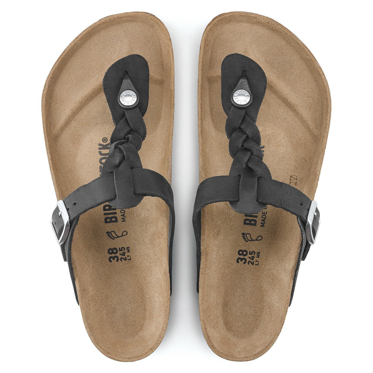 Gizeh Braided Oiled Leather in Color Black | Birkenstock