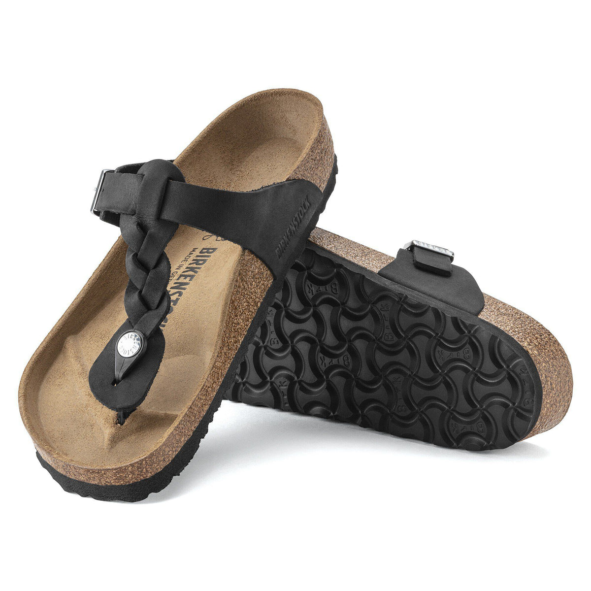 Gizeh Braided Oiled Leather in Color Black | Birkenstock